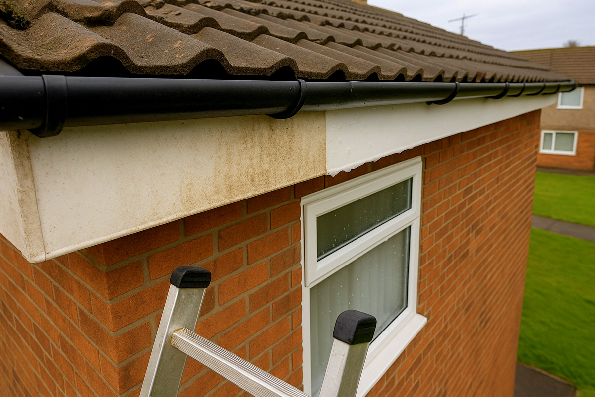 A partway cleaned fascia